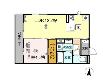 サニーサイド幸I 大和(1LDK/2階)の間取り写真