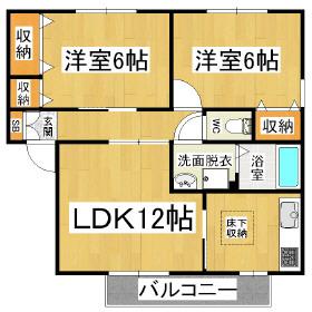 シャンドフルールA棟(2LDK/1階)の間取り写真