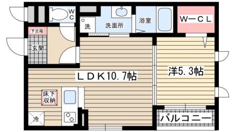 ピケルーナ西宮北口(1LDK/1階)の間取り写真