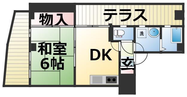 第2カニエビル(1DK/5階)の間取り写真