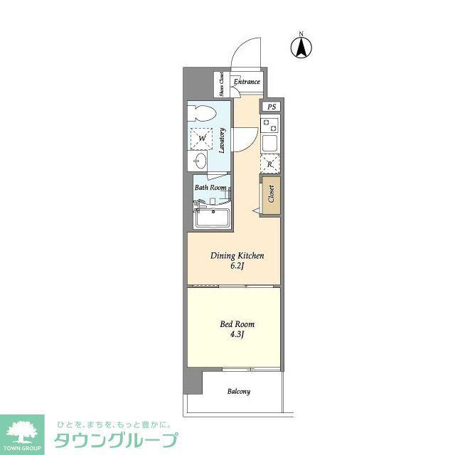 プライマル西大島駅前(1DK/6階)の間取り写真