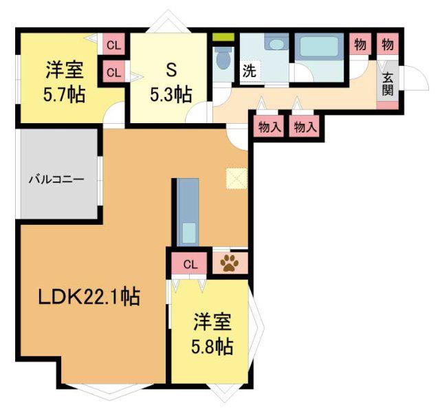 アークハイム翠ヶ丘(3SLDK/2階)の間取り写真