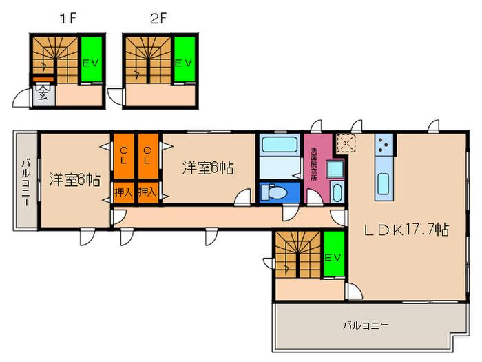 OHANA(2LDK/3階)の間取り写真