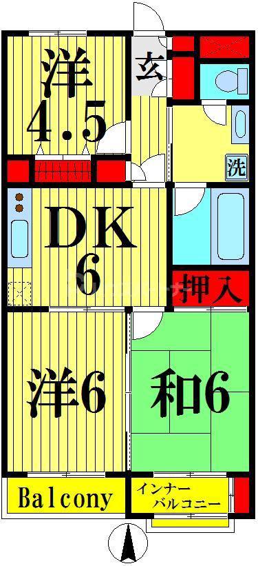 ベルプラザ壱番館(3DK/1階)の間取り写真