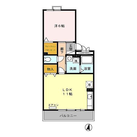 セジュール和幸C棟(1LDK/2階)の間取り写真