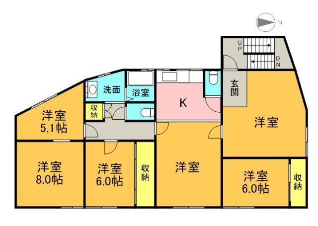 田部ビル(5LDK/3階)の間取り写真