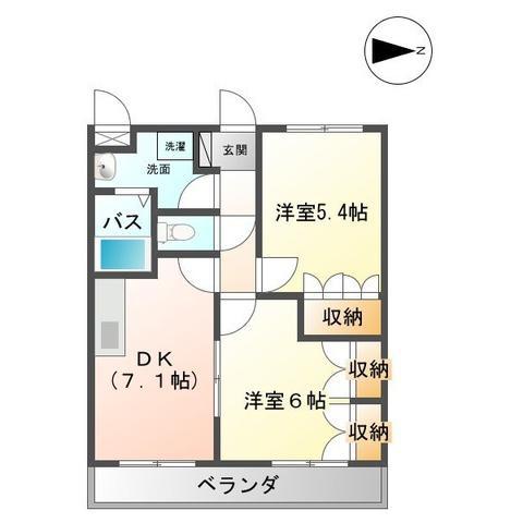 ポラリス(2DK/1階)の間取り写真