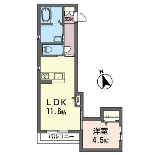セリシール(1LDK/2階)の間取り写真
