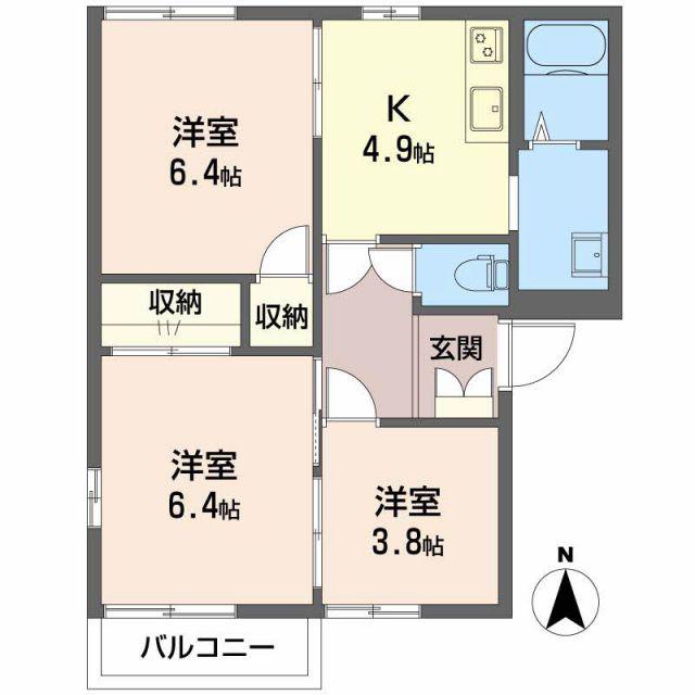 スリーゼIオブラ C(3K/2階)の間取り写真