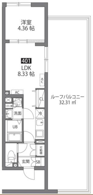 ルネコート大鳥居IV(1LDK/4階)の間取り写真