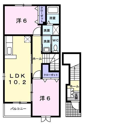 サンシャインIII(2LDK/2階)の間取り写真