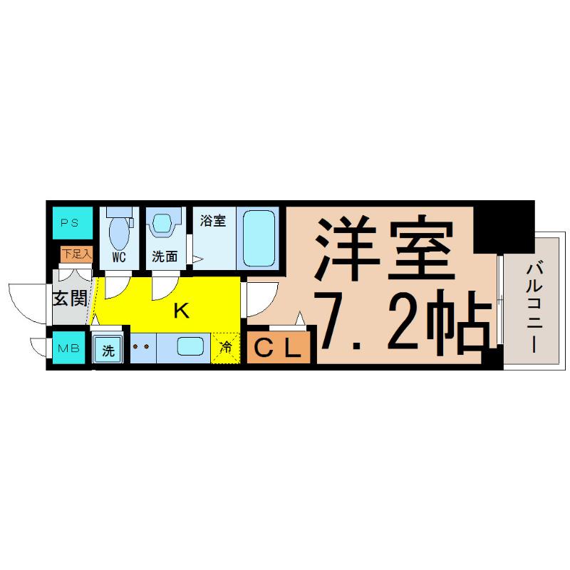 プレサンス丸の内雅殿(1K/7階)の間取り写真