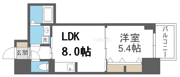S-RESIDENCE阿波座BOUNCY(1LDK/15階)の間取り写真