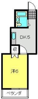 パールハイムB(1DK/1階)の間取り写真
