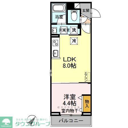 パルナシウス(1LDK/1階)の間取り写真