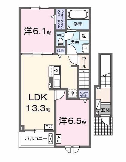 ヴィヴィット(2LDK/2階)の間取り写真