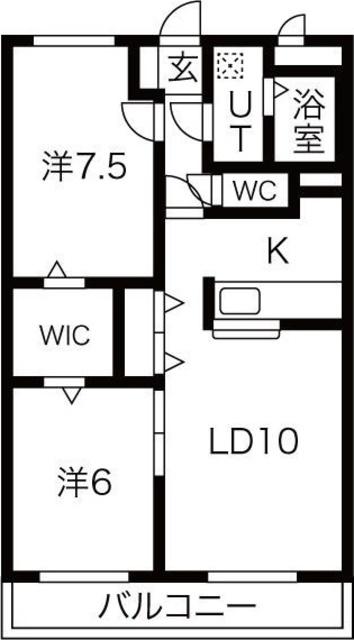 リヴ・ファーストサウス(2LDK/2階)の間取り写真