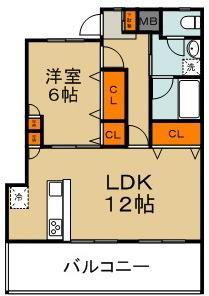 サンウエスト四谷上町(1LDK/5階)の間取り写真