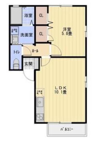 ベルドミールC棟(1LDK/2階)の間取り写真