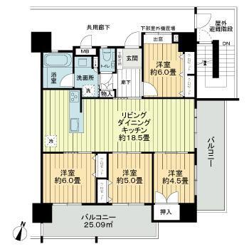 プレサンスロジェ牧港レーヴタワー(4LDK/13階)の間取り写真