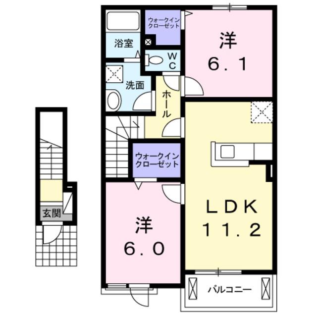 GRAND JETE I(2LDK/2階)の間取り写真