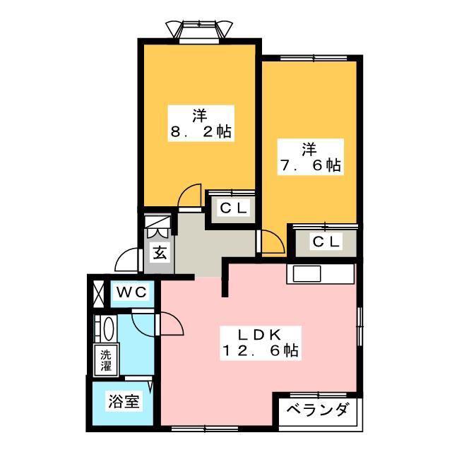 フォートヴィラII(2LDK/1階)の間取り写真