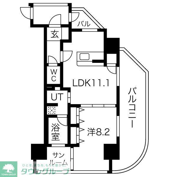 さくらHILLS ARAKO(1LDK/9階)の間取り写真