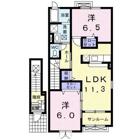 クオーレI(2LDK/2階)の間取り写真