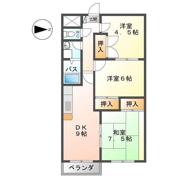 神科グランドマンション(3DK/3階)の間取り写真