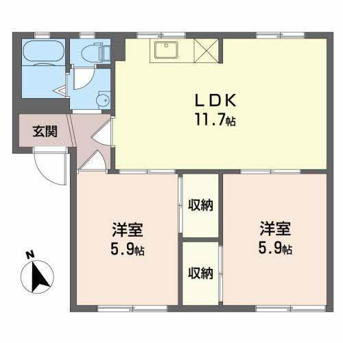 フレグランススギヤマA(2LDK/1階)の間取り写真