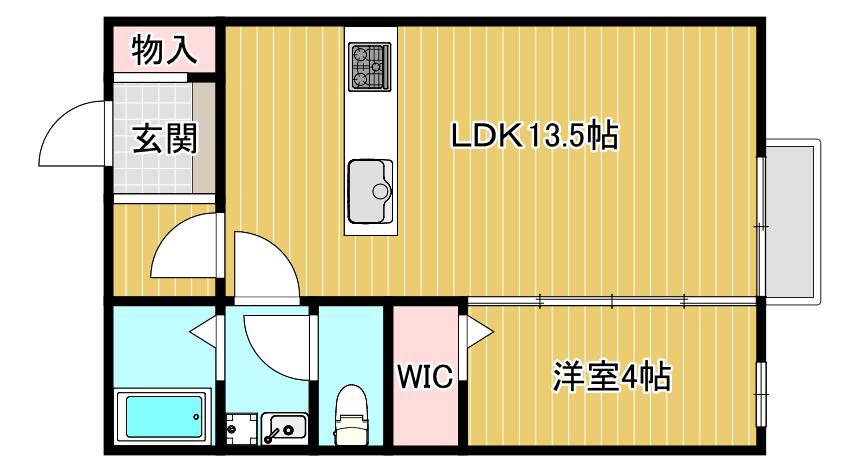 カーサ・エクレールB棟(1LDK/1階)の間取り写真