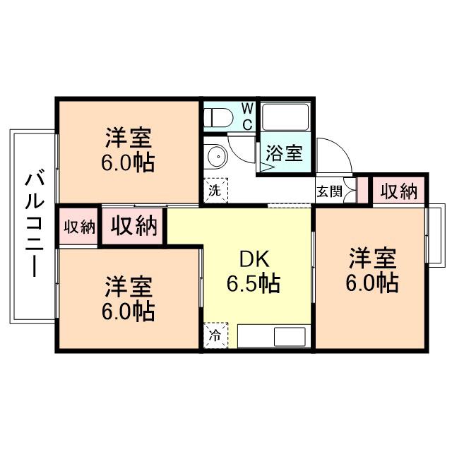 パレーシャル堀川(3DK/1階)の間取り写真