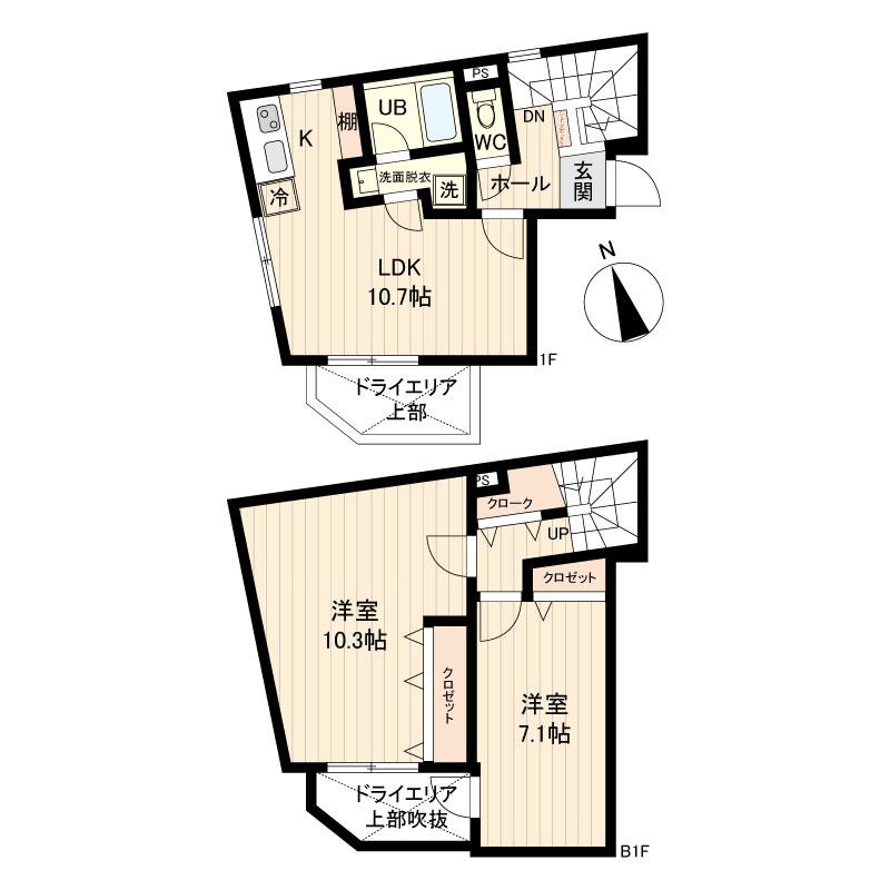 LIVEFLAT戸越 ライブフラット戸越(2LDK/1階)の間取り写真