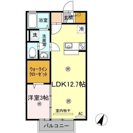 ヴェルデ津森(1LDK/2階)の間取り写真