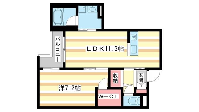 ライムストーン新大宮(1LDK/2階)の間取り写真
