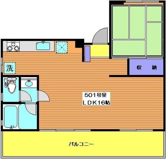 サンパレス(1LDK/5階)の間取り写真