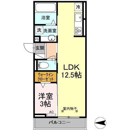 FLEURIR(1LDK/3階)の間取り写真