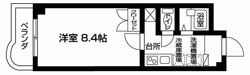 NASIC柏(1K/1階)の間取り写真