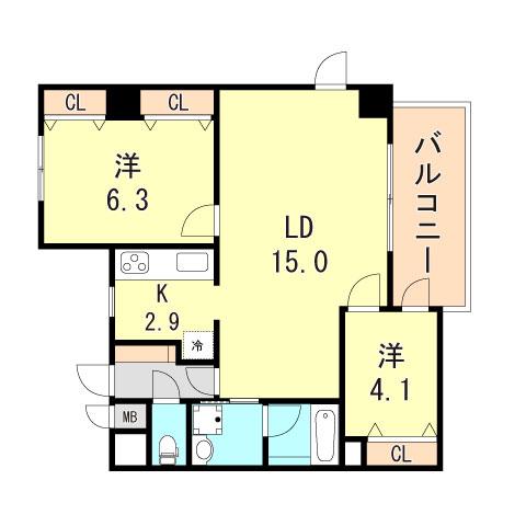 CREER RIVIEREIII(2LDK/4階)の間取り写真