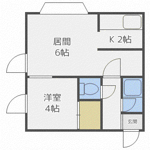 ルーセント22(1DK/2階)の間取り写真