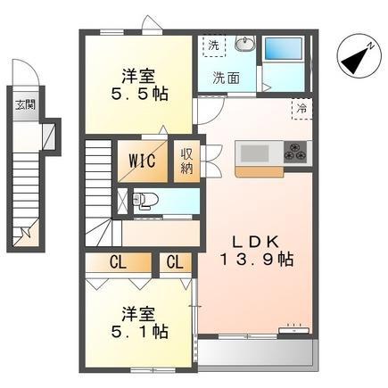 JR内房線 巌根駅 徒歩7分 2階建 新築(2LDK/2階)の間取り写真