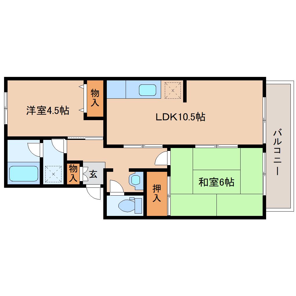 メゾンセダール(2LDK/1階)の間取り写真
