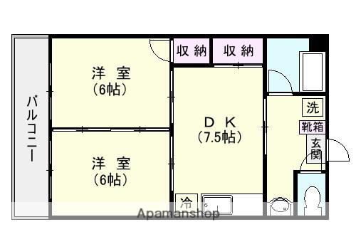 SKコーポ原良(2DK/5階)の間取り写真