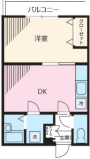 スタジオ北柏(1DK/1階)の間取り写真