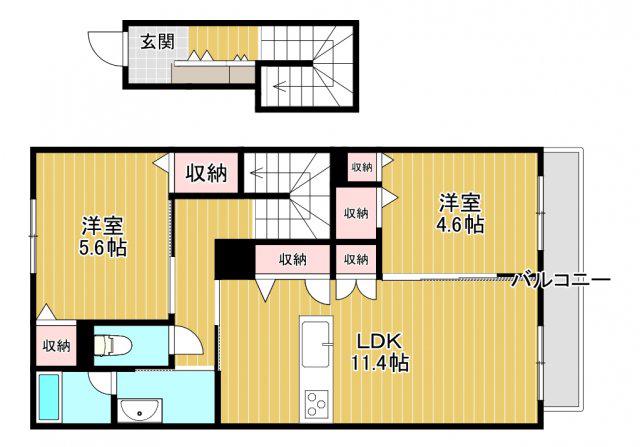 SHAMAISON GARDENS 三田天神(2LDK/2階)の間取り写真