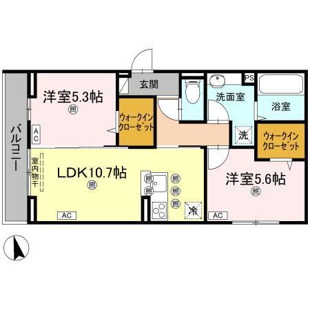 TORISIA大池(2LDK/2階)の間取り写真