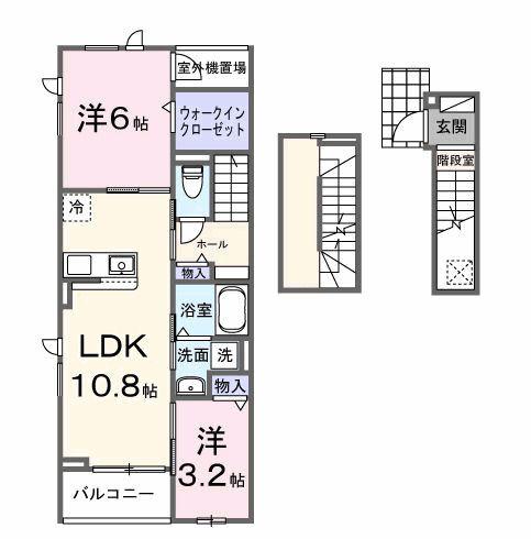 テラス シティ 八ヶ崎(2LDK/3階)の間取り写真