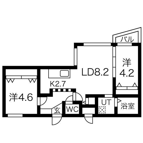 ラヴィ菊水(2LDK/4階)の間取り写真