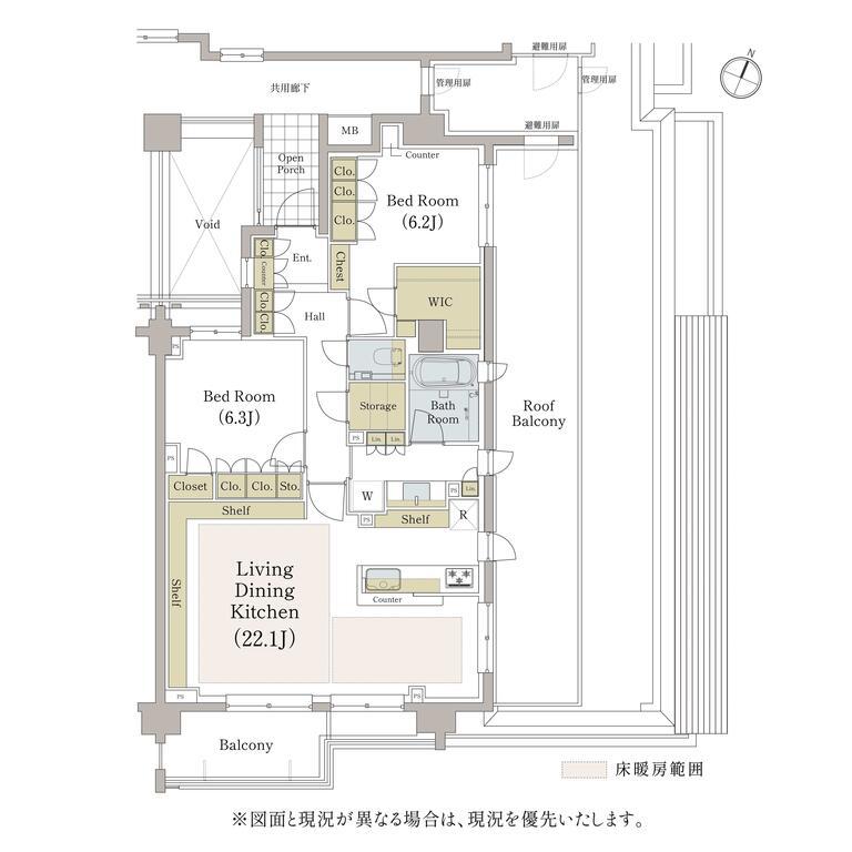 プラウド市ヶ谷南町(2LDK/5階)の間取り写真