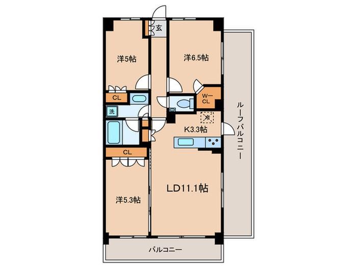 センチュリー尾山台グレイス(3LDK/4階)の間取り写真